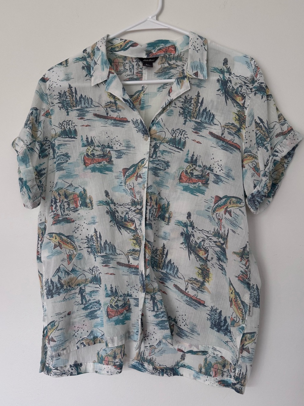 Eddie Bauer Casual Fishing Short-Sleeve Button-Up Shirt Large
